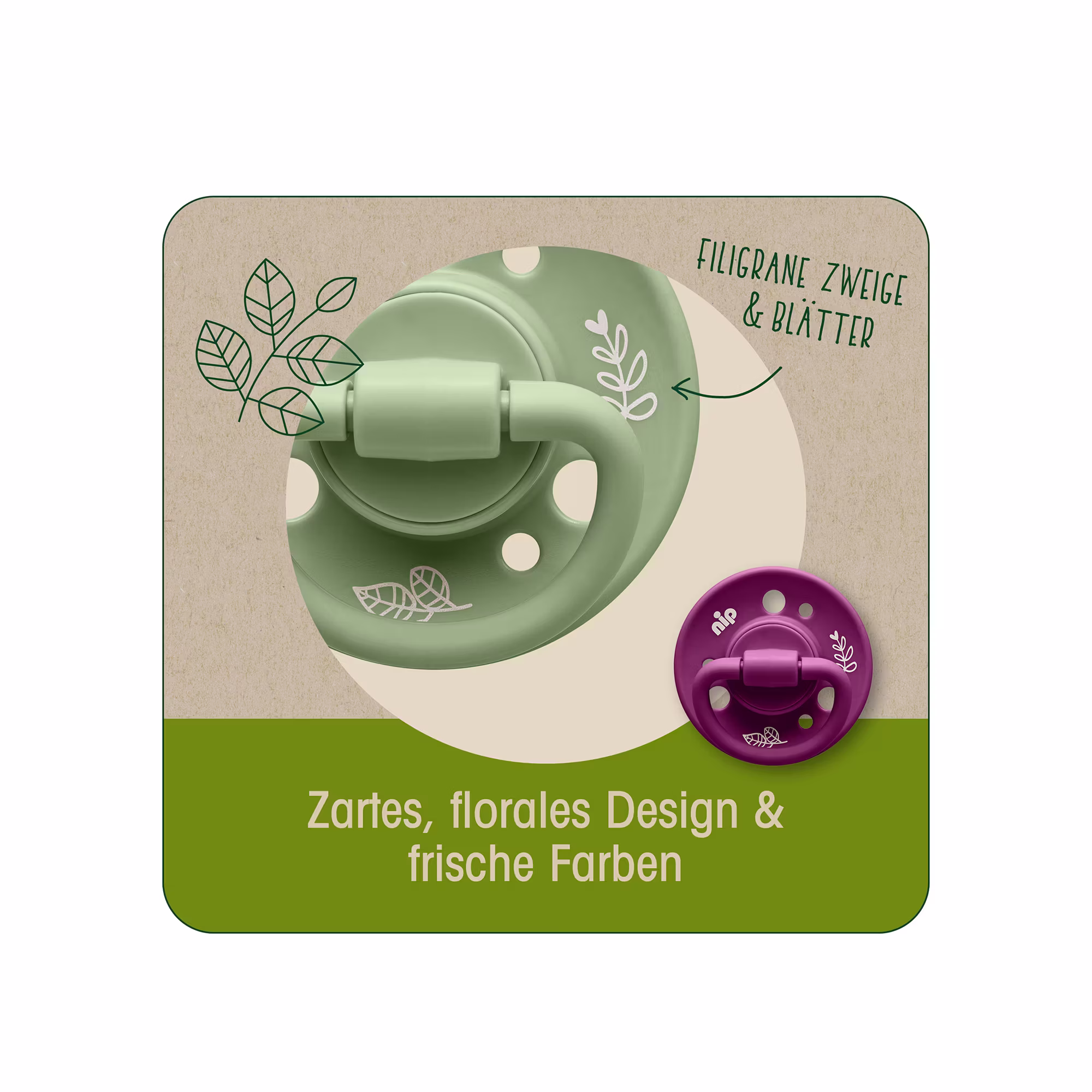 Beruhigungssauger Cherry Green 0-6 Monate - Jamouz