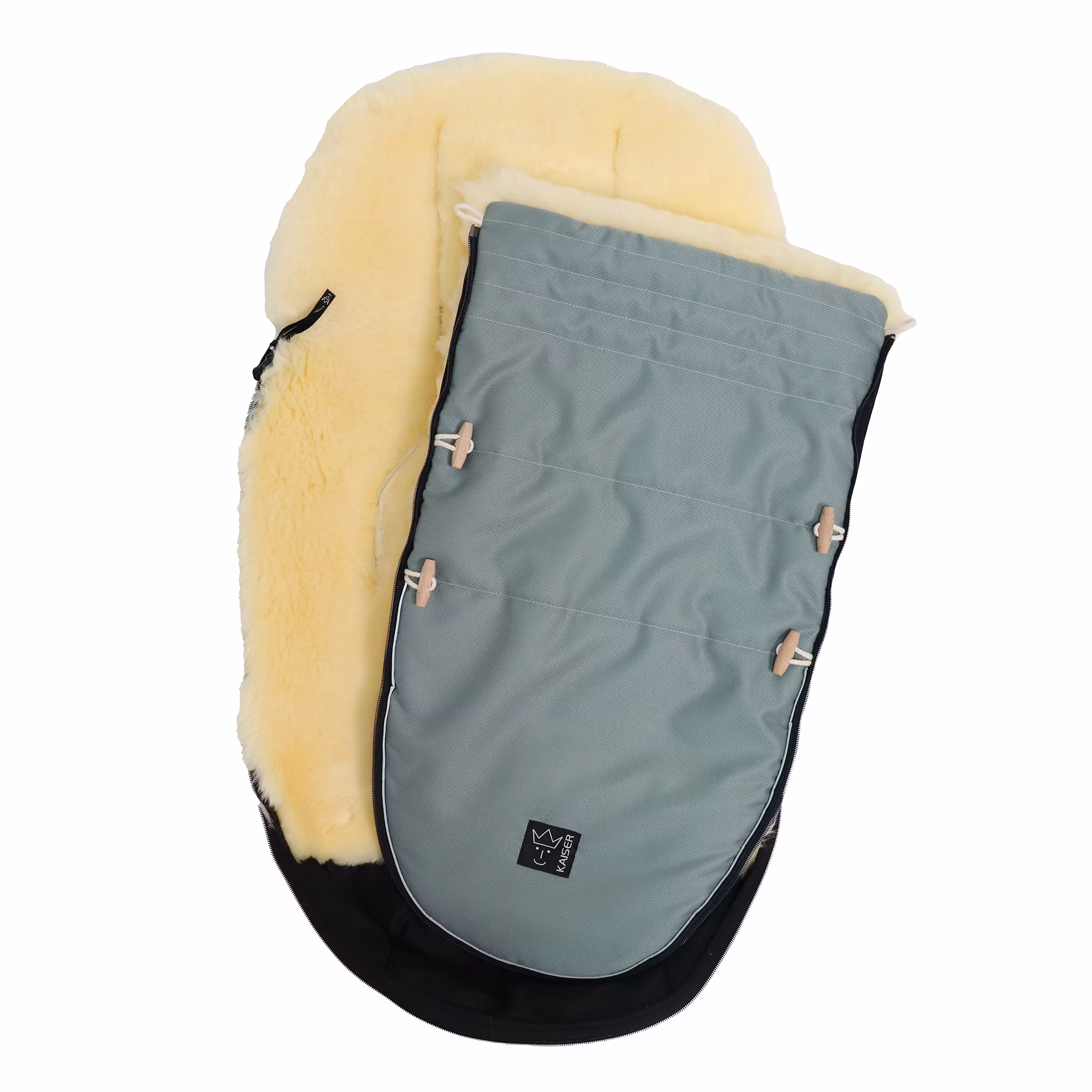 Lammfell Fußsack LOVE THE NATURE Slit Green - Jamouz