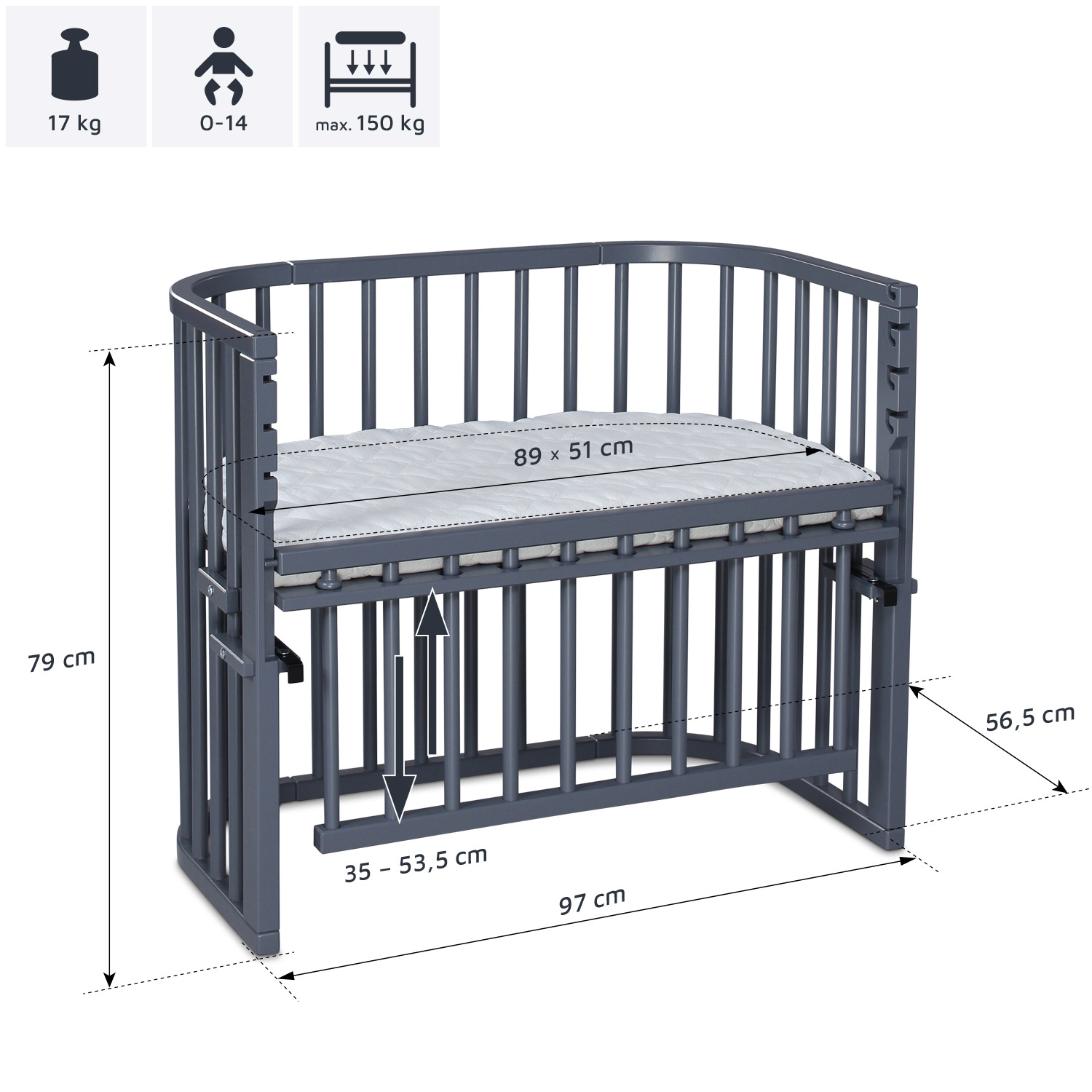 Babybay Maxi Comfort Plus Schiefergrau - Jamouz