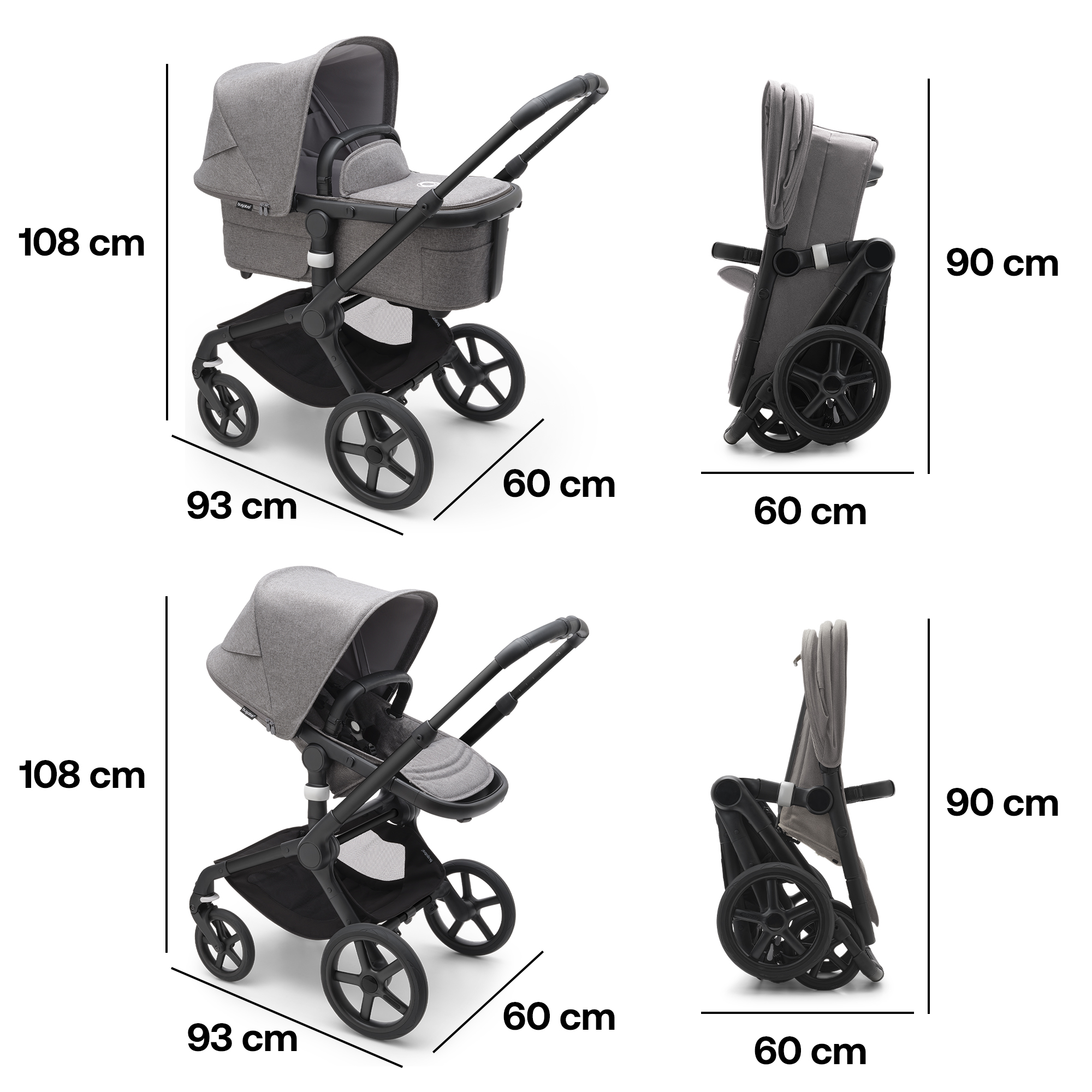 Fox 5 2-in-1 Komfort-Kinderwagen Schwarz/Forest Green - Jamouz
