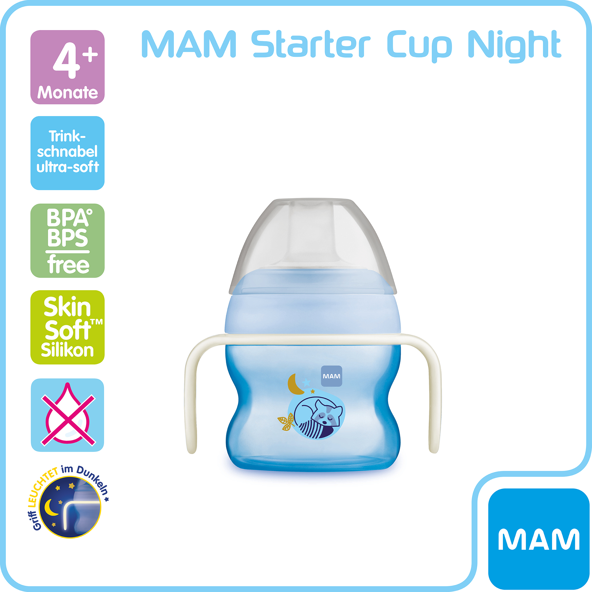 Trinklernbecher Starter Cup Night Waschbär 150ml - Jamouz