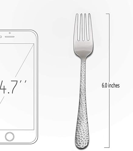 12-Piece Kids Toddler Fork Set, HaWare Stainless Steel Preschooler Utensils Mini Flatware Set, Hammered Pattern(Adult Look) Cutlery, BPA Free and Dishwasher Safe - Jamouz