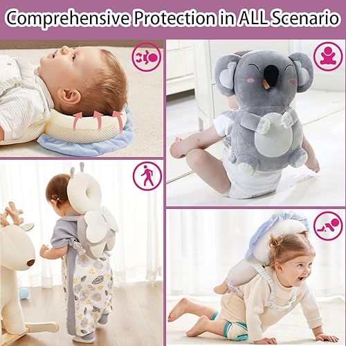 Baby Head Protector Backpack for Falling Crawling and Walking Toddler Essentials Harness Infant Koala Toys Helmets Baby Lover Gifts for 0.5-3 Years 6-12 Months - Jamouz