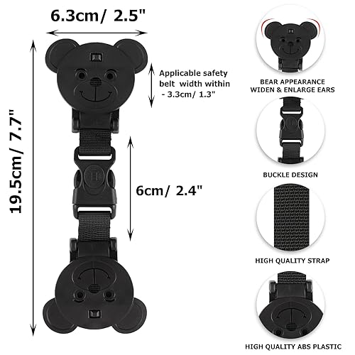 Lock Strap Anti Escape, Bear-Shaped Baby Harness Chest Clip Safety Clip, Prevent Children/Kids Taking Their Arms Out of Child High Chairs/Strollers/Baby Reins(2 Pack) - Jamouz