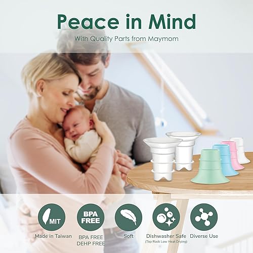 Maymom Flange Inserts 18mm Compatible with Spectra, Medela 24 mm Shields, Momcozy S9 Pro/S12 Pro, Willow Wearable Cup. Compatible with Medela Freestyle, Harmony, to Reduce 24mm Down to 18 mm; 2pc - Jamouz