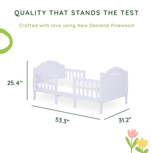 Rose 3-in-1 Convertible Toddler Bed in Blush Pink, Greenguard Gold Certified, JPMA Certified, Safety Rails, Made of Sustainable New Zealand Pinewood - Jamouz