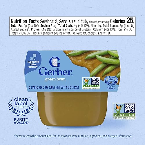 Gerber 1st Foods Baby Food, Prune Puree, Natural & Non-GMO, 2 Ounce Tubs, 2-Pack (Pack of 8) - Jamouz