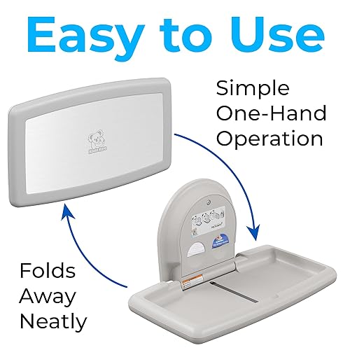 Koala Kare Surface-Mounted Horizontal Baby Changing Station with Stainless Steel Veneer, Model KB300-01SS (Grey) - Jamouz