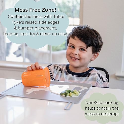 100% Silicone Placemat with Teething Edge Bumper/Spill Stopper | Dishwasher Safe, Travel Ready Non-Slip Suction Activity Mat for Infants, Babies, Toddlers, Children, Kids (Sage Green) - Jamouz