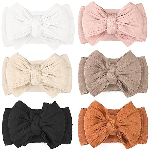 Yxiang 20pcs Baby Headbands with 6' Big Elastics Nylon Ribbon Bows Hair Accessories for Newborns, Infants, Toddlers, Kids - Jamouz