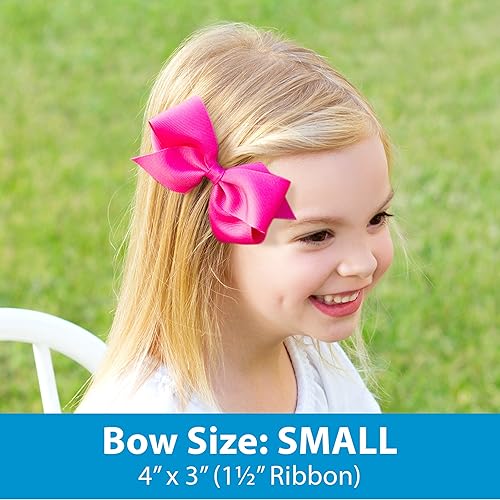 Wee Ones Girls' Classic French Satin Hair Bow on a WeeStay Clip with a Knot Wrap Center, Multiple Colors and Bow Sizes for Any Hair Styles - Jamouz