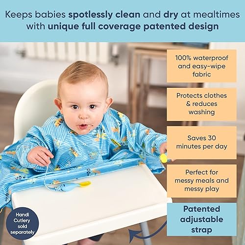 BIBaDO - Long Sleeve Baby Bibs - Babies & Toddlers 6-36 Months - Coverall Baby Led Weaning Bib - Easy Wipe, Soft & Waterproof - Jamouz
