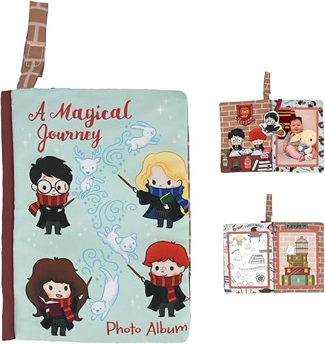 Kids Preferred Harry Potter Baby Photo Memory Album Crinkle Soft Sensory Book Holds 3 4'x6' Photos with Soft Fabric for Babies, 6.25x9 Inch - Jamouz