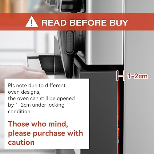 EUDEMON 1 Pack Childproof Oven Door Lock, Oven Front Lock Easy to Install & Heat-Resistant Material no Tools Need or Drill (Black)(ONLY for Flat Surface) - Jamouz