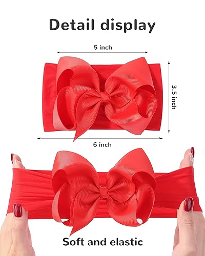 doboi 20pcs Baby Girls Bows Headbands Nylon Hairbands Ribbon Bow Elastic Hair Accessories for Newborns Infants Toddlers and Kids - Jamouz