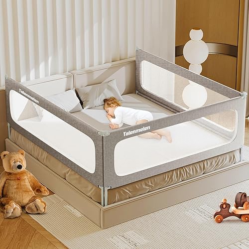 Bed Rail for Toddlers - 3 Pack Toddler Bed Rails U Shape Baby Bed Rail Guard with Child Lock | Height Adjustable Kids Bed Guard Rail Safety Side Rails for Queen Size Bed (78.7×78.7x59'') - Jamouz