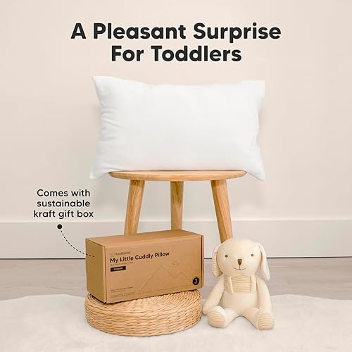 Toddler Pillow with Pillowcase - 13x18 My Little Cuddly Pillow, Viscose Derived From Bamboo Nursery Toddler Pillows for Sleeping,Kids Pillow,Small Travel Pillows,Mini Toddler Bed Pillow (Meadow) - Jamouz