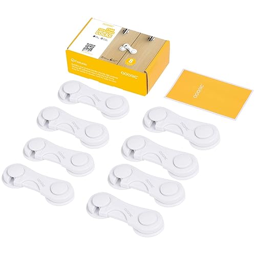 Cabinet Locks - Adoric Life Child Safety Locks 4 Pack - Baby Safety Cabinet Locks - Baby Proofing Cabinet Kitchen System with Strong Adhesive Tape - Jamouz