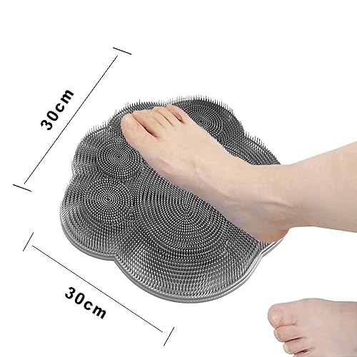 Shower Foot Scrubber,Shower Back Scrubber with Hook,Foot Washer with Suction Cups,Massager Cleaner Wash Brush(Blue) - Jamouz