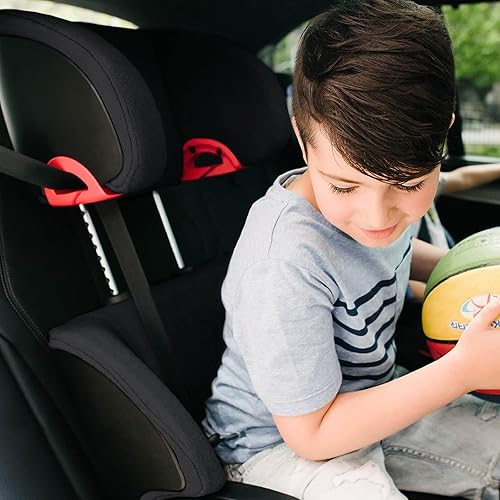 Clek Oobr High Back Booster Seat with Adjustable Headrest, Reclining Design, Latch System, and Retardant-Free Fabric, Railroad - Jamouz