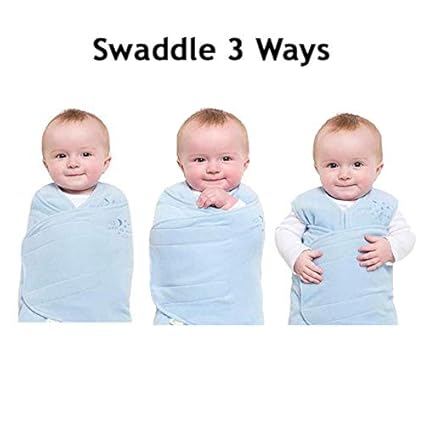 HALO 100% Cotton Sleepsack Swaddle, 3-Way Adjustable Wearable Blanket, TOG 1.5, Baby Blue, Newborn, 0-3 Months - Jamouz