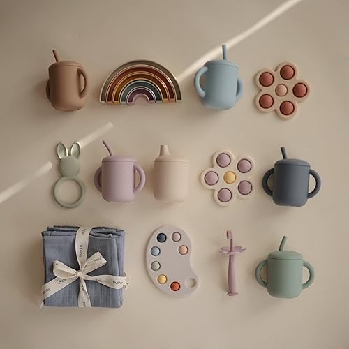 mushie 100% Silicone Training Cup & Straw for Toddlers | 6 Months+ (Soft Lilac) - Jamouz