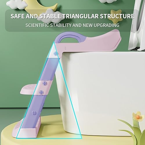 Potty Training Toilet Seat for Boys Girls, Toddler Toilet Seat with Step Stool Ladder, Foldable Toddler Potty Seat for Toilet with Non-Slip Design, Adjustable Height - Jamouz