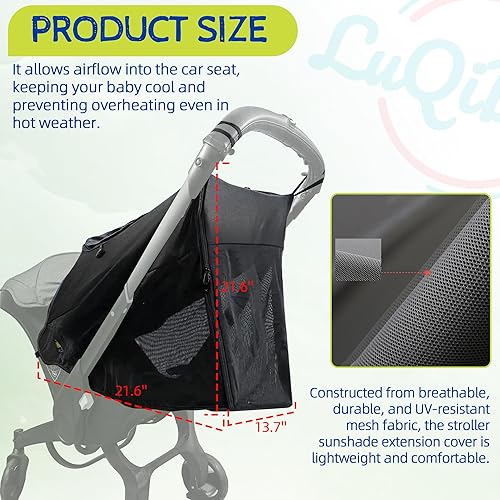 360° Full Coverage Stroller Sun & Insect Protection Cover Compatible with Doona Car Seat & Stroller Breathable Anti-UV Sunshade Extension Cover Fit for Doona Stroller Sun Shade Cover - Black - Jamouz