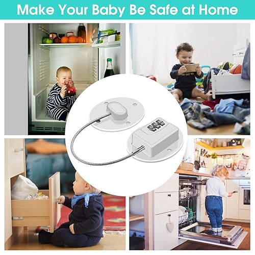 2 Pack Refrigerator Lock - Heavy Duty Combination Fridge Lock, Child Proof Cabinet Locks(Black) - Jamouz