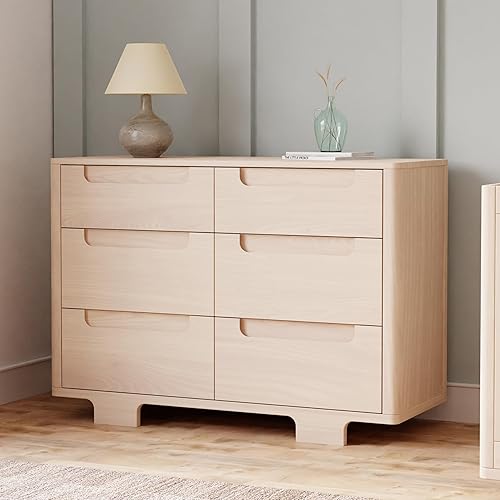 babyletto Yuzu 6-Drawer Dresser in White and Natural, Greenguard Gold Certified - Jamouz