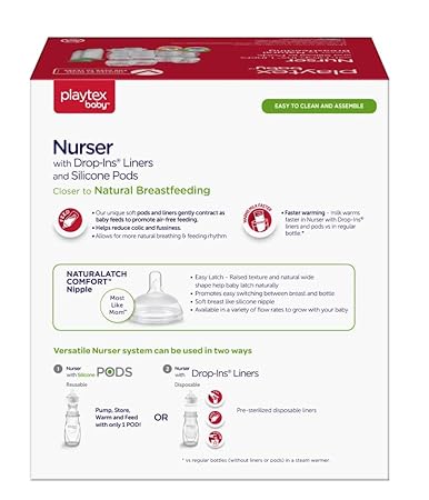Playtex Baby Nurser Pre-Sterilized Disposable Drop-Ins Bottle Liners, Anti-Colic, Gas Reduction, Closer to Breastfeeding, 8 Oz, 100 Count - Jamouz