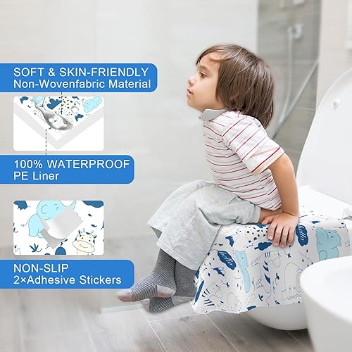 Toilet Seat Covers Disposable, 20 PCS Extra Large Waterproof Toilet Potty Seat Covers for Toddlers, Kids Potty Training, Potable Potty Seat Covers Travel Essentials for Airplane, Public Restroom,Trip - Jamouz
