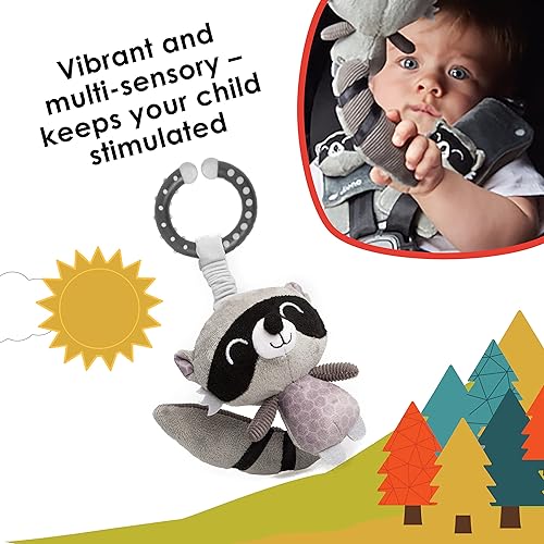 Diono Baby Racoon Character Car Seat Straps & Toy, Shoulder Pads for Baby, Infant, Toddler, 2 Pack Soft Seat Belt Cushion and Stroller Harness Covers Helps Prevent Strap Irritation - Jamouz