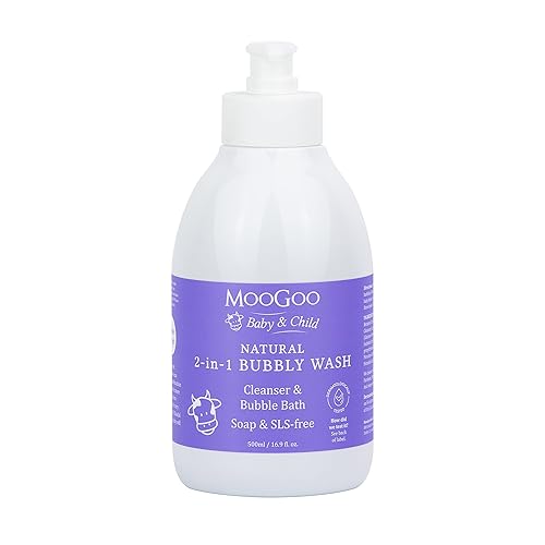 MooGoo 2-in-1 Bubbly Wash - Natural Baby Cleanser & Bubble Bath, Baby Body Wash & Shampoo, Soap, SLS, Fragrance-Free, Dermatologically Tested, Gentle for Sensitive Skin, 500ml/16.9 fl.oz. - Jamouz