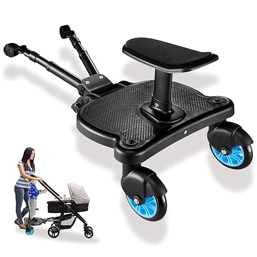 Universal Stroller Board - 2 in 1 Sit and Stand Stroller Board with Detachable Seat Stroller Attachment Buggy Board for 99% of Strollers, Holds Children up to 55lbs - Jamouz