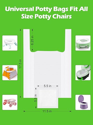 80 Disposable Potty Bags, Potty Liners Compatible with OXO Tot 2-in-1 Go Potty, Potty Refill Bags for Toddler Toilet, Universal Potty Training Bags Fit Most Potty Chairs, Seats, Portable Travel Toilet - Jamouz