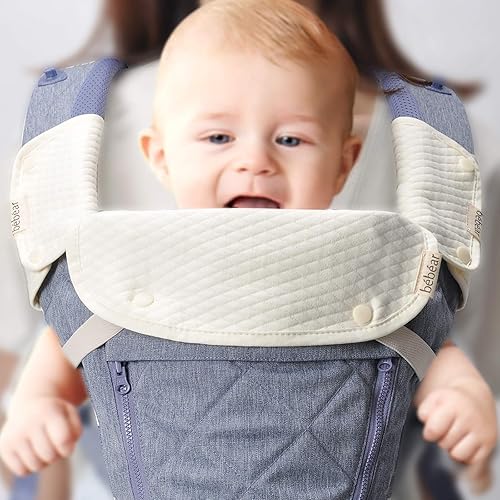 Bebamour Drool and Teething Reversible Cotton Pad for All Carry Positions Baby Carrier White Drool Bib for Boys & Girls(Light Grey) - Jamouz