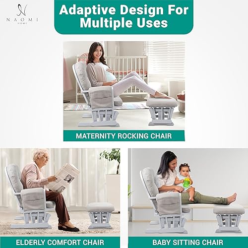 Brisbane Nursery Glider & Ottoman Sets, Glider Recliner Nursery Rocking Chair, Nursery Glider Rocker with Ottoman, Reclining Gliders & Chairs for Breastfeeding, Maternity, Napping, Espresso/Cream - Jamouz