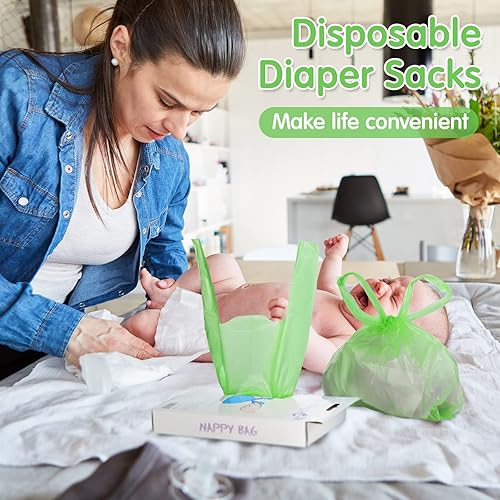 1600 Count Baby Disposable Diaper Bags Scented Diaper Sacks with Tie Handle Disposal Trash Sacks Baby Poop Waste Bag Refill(Green) - Jamouz