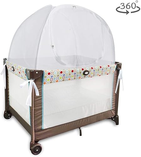 Baby Crib Tent Safety Net, Durable Strong Self-Locking Zippers, Protects from Climbing Out and, Insects, Mosquitoes, Installs with Rods (Crib 52.25' - 28.25') - Jamouz