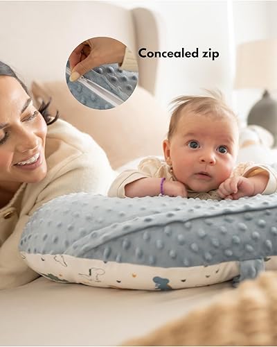 Double-Sided Baby Nursing Pillow Cover Set - 4 Pack - Soft Unisex Breastfeeding Pillow Cover for Girl & Boy with Hanging Loop - Multipurpose Washable Quick-Dry Slipcover Case with Waterproof Liner - Jamouz