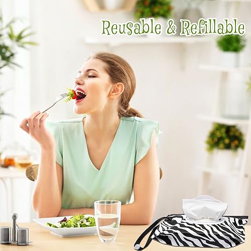 FEBSNOW 4 Pack Baby Wipe Dispenser, Portable Refillable Wipe Holder, Baby Wipes Container, Wipe Dispenser, Reusable Travel Wet Wipe Pouch (Geometric) - Jamouz