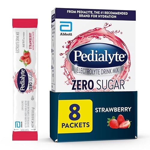 Pedialyte Electrolyte Drink Mix With Zero Sugar | Hydration With Key Electrolytes | Great Hydration Low in Calories | Strawberry, 8 Powder Packets - Jamouz