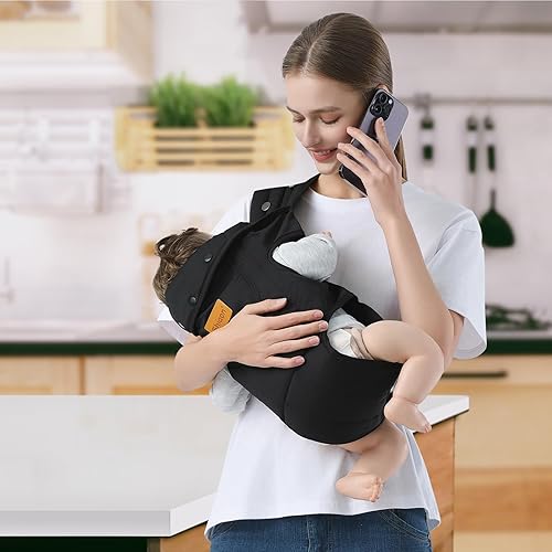 Baby Carrier Newborn to Toddler, Cozy Baby Wrap Carrier(7-30lbs), Easily Adjustable Toddler Carrier, Lightweight Baby Holder Carrier, Black - Jamouz