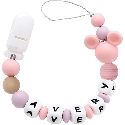 Personalized Christening Chain with Name, Custom Christmas Easter Birthday Leash Gift (Pink) - Jamouz