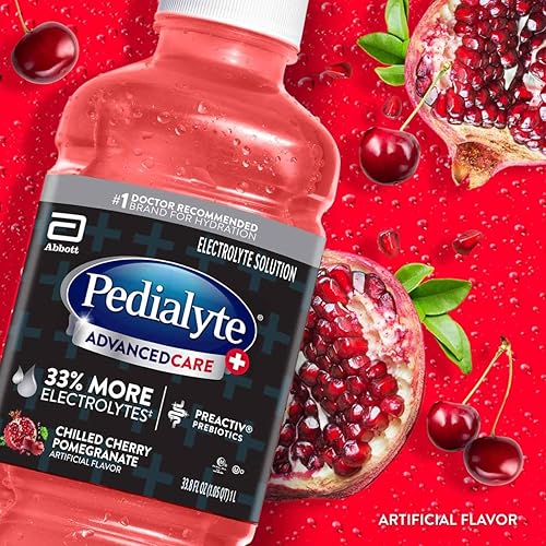 Pedialyte AdvancedCare Pedialyte AdvancedCare Plus Electrolyte Drink with 33% More Electrolytes and Has PreActiv Prebiotics, Iced Grape, 1 Liter, 4 Count - Jamouz