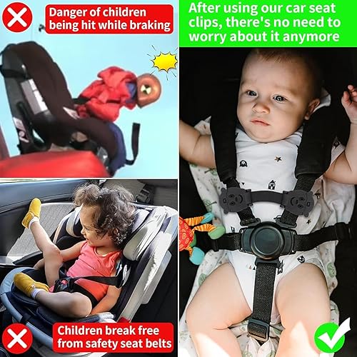 Anti Escape Buckle Lock Clip Baby Harness Chest Clip, Baby Safety Strap Prevent Children/Kids(Under 1.5 Years Old) Taking Their Arms Out of High Chairs/Strollers/Baby Reins(2 Pack) - Jamouz