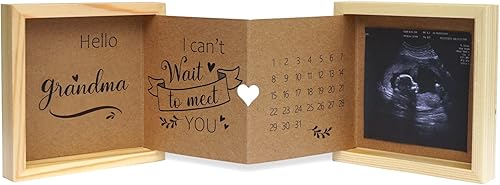 Pregnancy Announcement for Grandparents, Grandparents Baby Announcement Ideas Sonogram Picture Frame Wooden Keepsake Box, First Time Grandparents Gift - Jamouz