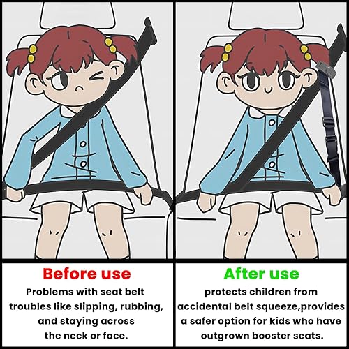 Car Seat Belt Adjuster with Safety Clips and Adjustment Strap Car Seat Accessories for Adults Shoulder Neck Comfort and Travel Driving Protection(Grey)-2 Pack - Jamouz