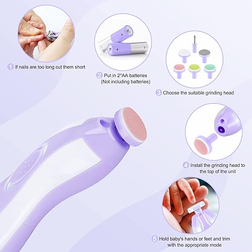 Baby Nail Trimmer Electric, Baby Nail Clippers Safe Baby Nail File Kit Manicure Set, Trim Polish Grooming Kit for Newborn Infant Toddlers or Adults - Jamouz